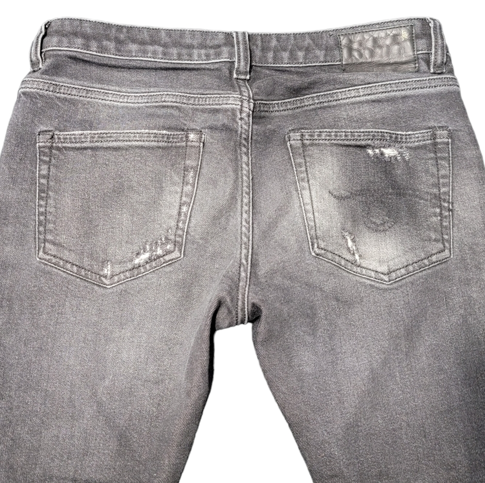 R13 Distressed Boy Skinny Ripped in Black Gray Medium Rise R13W0088 212 Jeans 25 - Picture 4 of 16